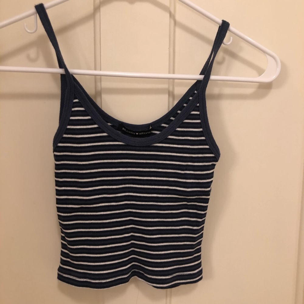 brandy melville blue and white striped tank top